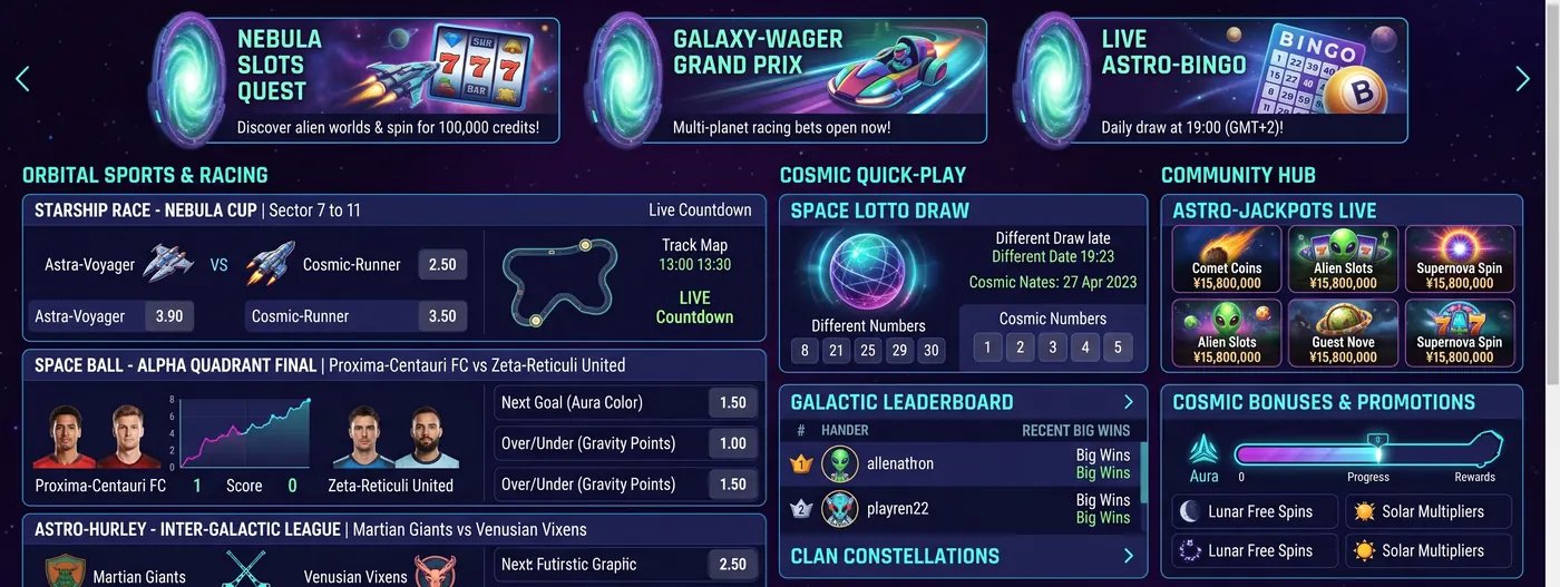 Front-end theme example: high-contrast neon lobby layout